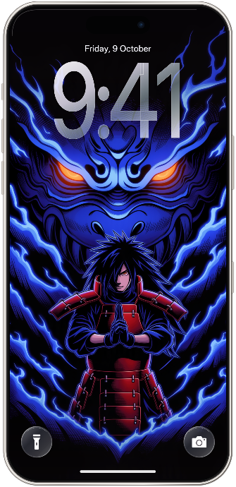 WhimsWalls The Uchiha Edit wallpaper preview featuring Madara Uchiha with Susanoo
